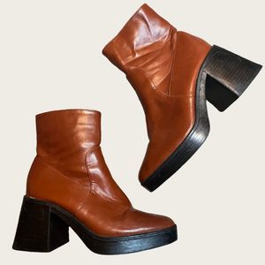 ASOS Raid Lexus Chunky Mid Ankle Heeled Boot in Brown Size US 7.5 UK 5